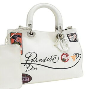 Christian Dior Diorissimo Tote Bag Paradise Leather White